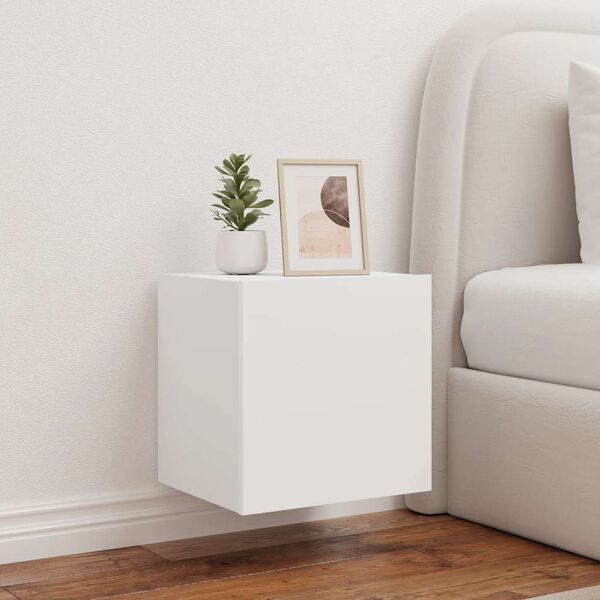 vidaXL Sieninės TV spintelės su LED, 2vnt., baltos, 40,5x35x40cm