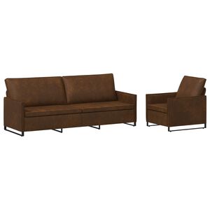 vidaXL Sofos komplektas 2 pcs Ruda Dirbtinė zom&scaron;a