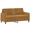 vidaXL Dvivietė sofa su pagalvėlėmis, rudos spalvos, 140cm, aksomas