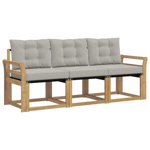 vidaXL Lauko sofos komplektas su pagalve 3 pcs Balta ir &scaron;viesiai pilka