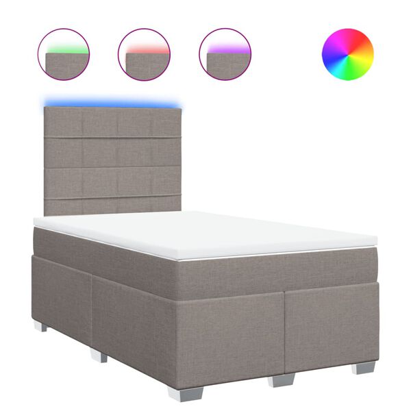 vidaXL Lova su spyruoklėmis ir čiužiniu, taupe, 120x190cm, audinys