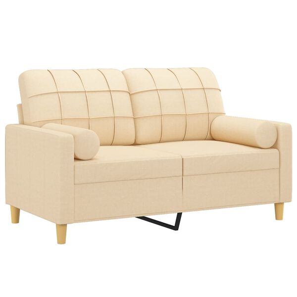 vidaXL Dvivietė sofa su pagalvėmis, kreminė, 120cm, audinys