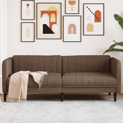 vidaXL Trivietė sofa, rudos spalvos, audinys