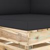 vidaXL Modulinė kampinė sofa su pagalvėmis, žaliai impregnuota mediena