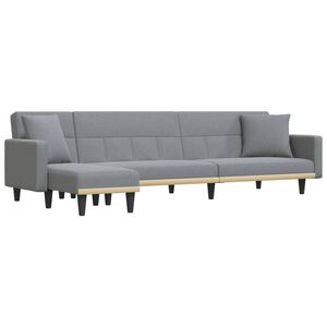 vidaXL L formos sofa-lova, &scaron;viesiai pilka, 275x140x70cm, audinys