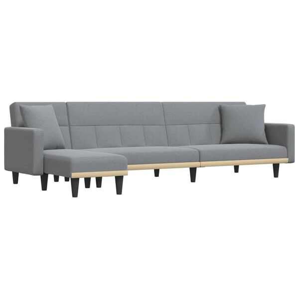 vidaXL L formos sofa-lova, &scaron;viesiai pilka, 275x140x70cm, audinys