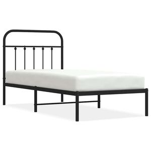 vidaXL Metalinis lovos rėmas su galvūgaliu, juodos spalvos, 90x190cm