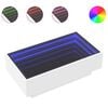 vidaXL Kavos staliukas su LED, baltas, 90x50x30cm, apdirbta mediena