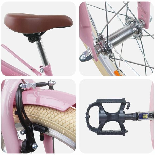 vidaXL Vaikų Dviratis 20 Colių 6-11 metų amžiaus &Scaron;viesiai rožinė