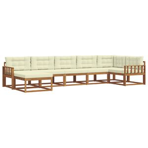 vidaXL Lauko sofos komplektas su pagalve 7 pcs Natūralus ir grietinėlė