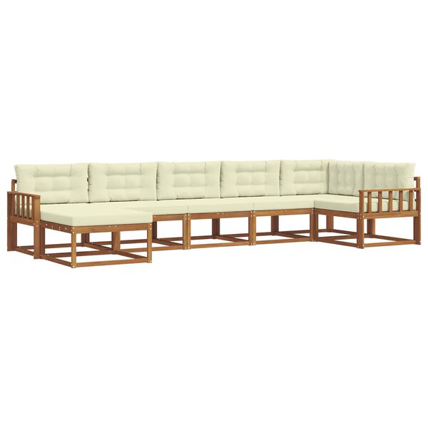 vidaXL Lauko sofos komplektas su pagalve 7 pcs Natūralus ir grietinėlė