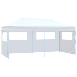 vidaXL Sulankstoma palapinė su 4 sienomis, balta, 3x6m, plienas