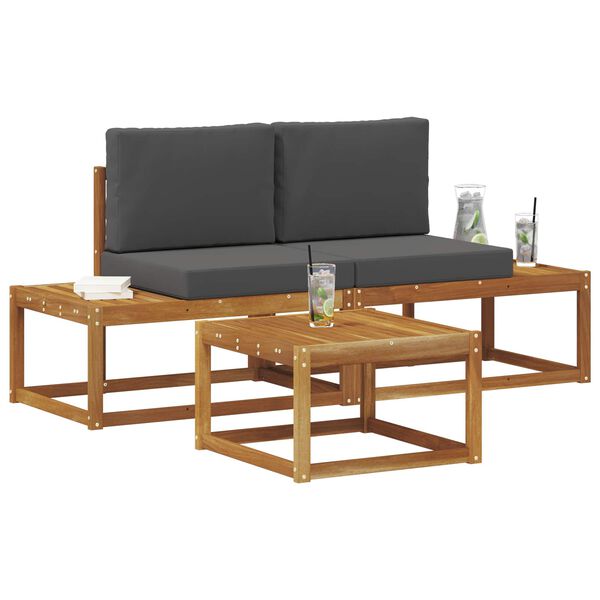 vidaXL Lauko sofos komplektas su pagalve 3 pcs Natūrali