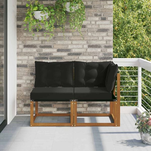 vidaXL Lauko vidurinė ir kampinė sofa su pagalve 2 Vienetas Natūrali