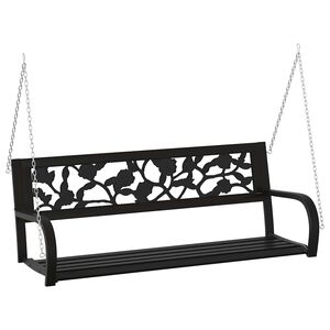vidaXL Supamas sodo suoliukas, juodos spalvos, 125cm, plienas ir WPC