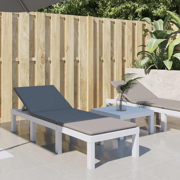 vidaXL Saulės gultas su pagalvėlėmis, baltos spalvos, PP