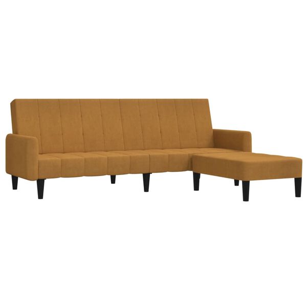 vidaXL Dvivietė sofa-lova su pakoja, rudos spalvos, aksomas