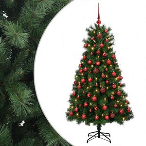 vidaXL Dirbtinė eglutė su lankstomomis &scaron;akomis ir bumbulais 150 cm