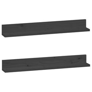 vidaXL Sieninės lentynos, 2vnt., pilkos, 80x11x9cm, pu&scaron;ies masyvas