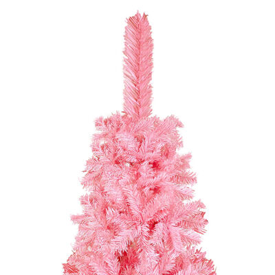 vidaXL Plona apšviesta Kalėdų eglutė su žaisliukais, rožinė, 120cm