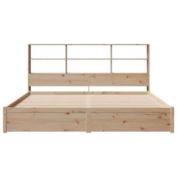 vidaXL Lova su knygų spinta be čiužinio, 200x200cm, pu&scaron;ies masyvas