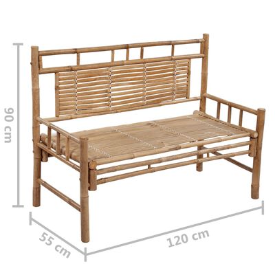 vidaXL Sodo suoliukas su pagalvėle, 120cm, bambukas (41504+314081)