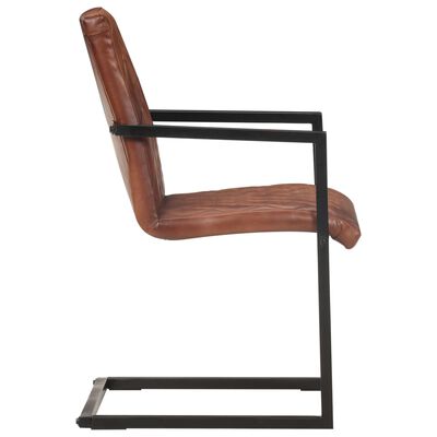 vidaXL Gembinės valgomojo kėdės, 4vnt., rudos spalvos, tikra oda
