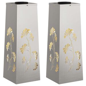 vidaXL Saulės LED &scaron;aligatvio &scaron;viesa 2 vnt. &Scaron;ilta balta 18 x 18 x 50 cm