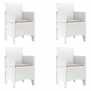 vidaXL Sodo Kėdė su pagalve 4 pcs Balta 53 x 49 x 85 cm Polipropilenas