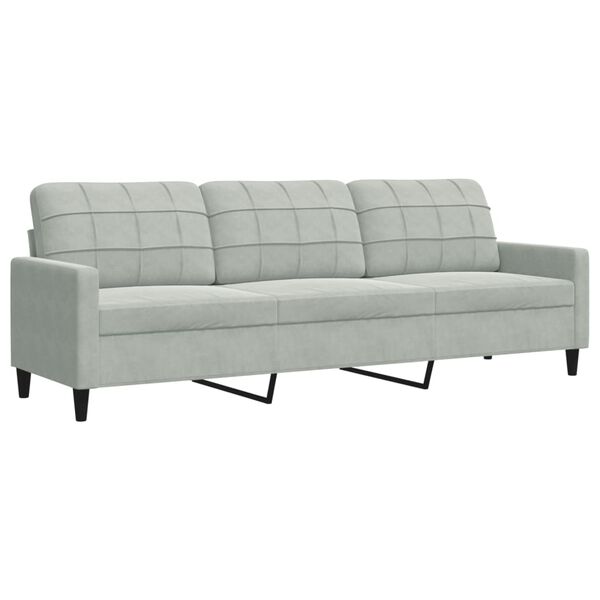 vidaXL Trivietė sofa, šviesiai pilkos spalvos, 210cm, aksomas