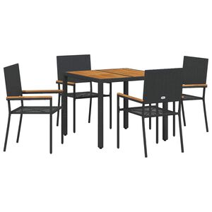 vidaXL Sodo valgomojo komplektas 5 pcs Juoda poliratanas