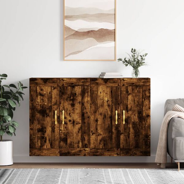 vidaXL Prie sienos montuojamos spintelės, 2vnt., dūminės, mediena