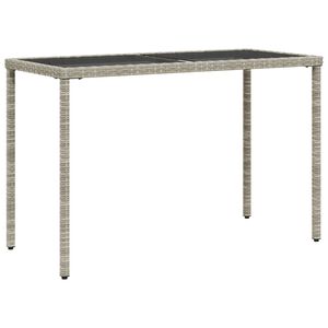 vidaXL Stalas su stikliniu stalvir&scaron;iu, pilkas, 115x54x74cm, PE ratanas