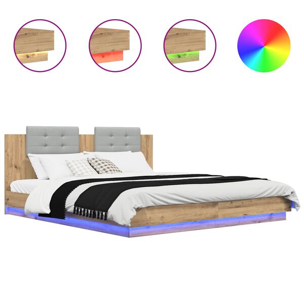 vidaXL Lovos Rėmas su Galvūgaliu Amatininkų ąžuolas 180 x 200 cm