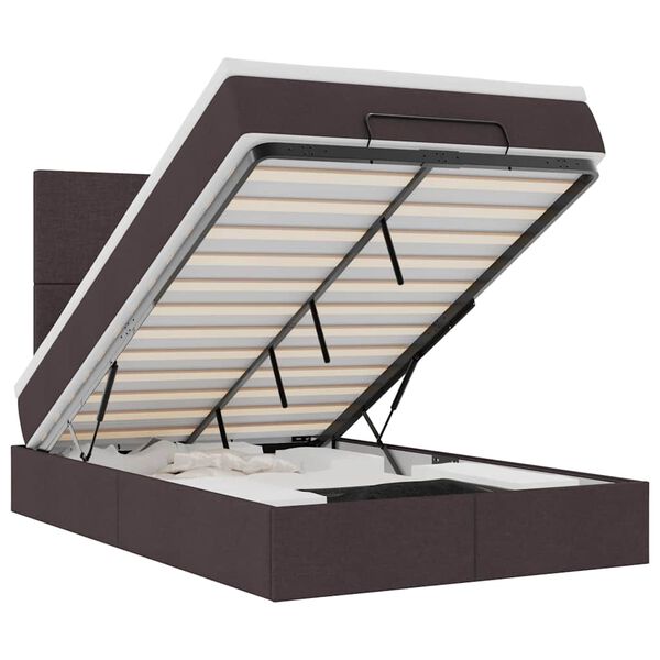 vidaXL Osmanų lovos rėmas su čiužiniu, rudas, 120x200cm, audinys