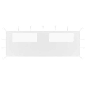 vidaXL &Scaron;oninė pavėsinės siena su langais, baltos spalvos, 6x2m