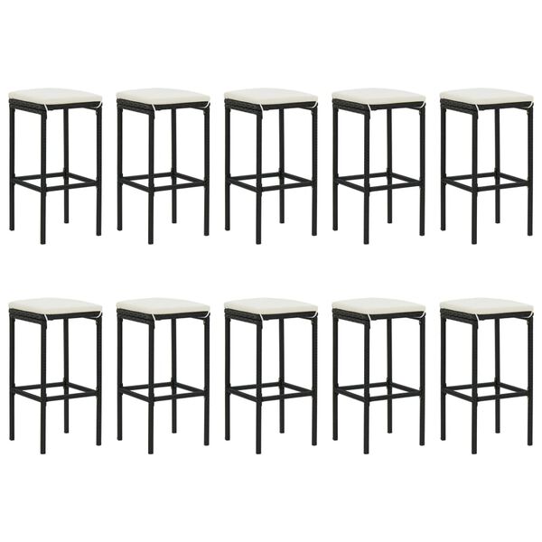 vidaXL Sodo komplektas su pagalvėlėmis, 11 dalių, juodas, poliratanas