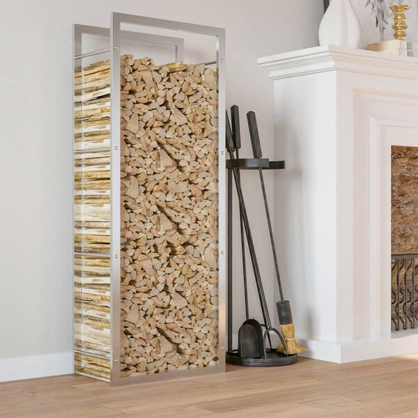 vidaXL Stovas malkoms, 50x28x132 cm, nerūdijantis plienas