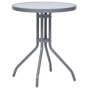 vidaXL Sodo staliukas, &scaron;viesiai pilkas, 60cm, plienas ir stiklas