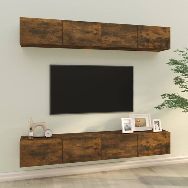 vidaXL Sieninės TV spintelės, 4vnt., dūminio ąžuolo, 100x30x30cm