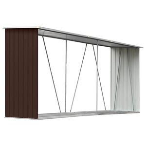 vidaXL Sodo malkinė, ruda, 330x84x152cm, galvanizuotas plienas
