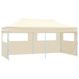 vidaXL Sulankstoma palapinė su 4 sienomis, kreminė, 3x6m, plienas