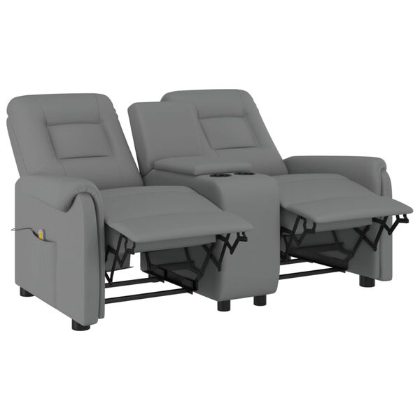 vidaXL Dvivietis atlošiamas masažinis krėslas, pilkas