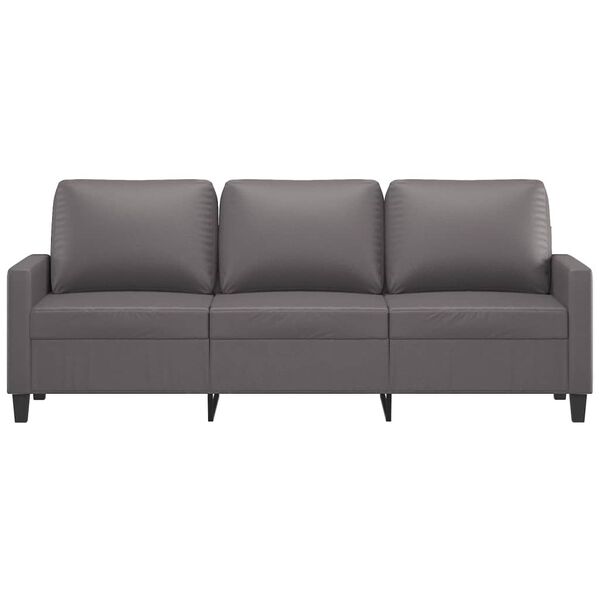 vidaXL Trivietė sofa, pilkos spalvos, 180cm, dirbtinė oda