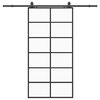 vidaXL Stumdomos durys su įrangos rinkiniu, juodas, 90x205 cm, ESG ir