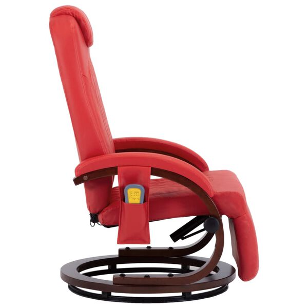 vidaXL Atlo&scaron;iamas masažinis TV krėslas, raudonos spalvos, dirbtinė oda