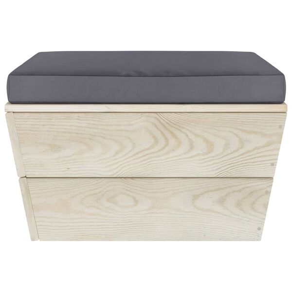 vidaXL Sodo otomanė i&scaron; paletės su pagalvėle, impregnuota eglės mediena