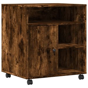 vidaXL Spausdintuvo stovas su ratukais, dūminio ąžuolo, 60x50x67cm