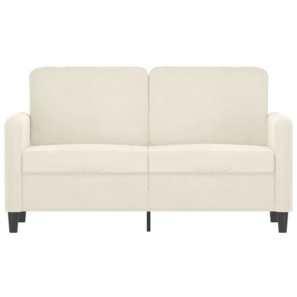 vidaXL Dvivietė sofa, kreminės spalvos, 120cm, aksomas