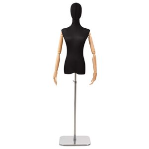 vidaXL Reguliuojamas manekenas 165-213 cm su baze Moteris PP Juoda